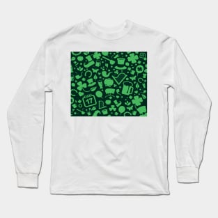 St Patrick's Day Green Elements St. Patricks day clover pattern Long Sleeve T-Shirt